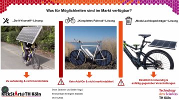 Blick in den Pitch von Infinity Bike. Blick in den Pitch von Infinity Bike.