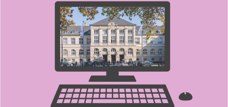 Bildschirm mit Ansicht des TH Gebäudes Claudiusstraße (Image: TH Köln)