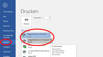 Auswahl des Druckertreibers