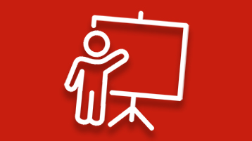 Die Kachel zeigt vor rotem Hintergrund ein weißes, mit einem Schatten unterlegtes Piktogramm, das das Angebot des Schreibzentrums für Lehrende symbolisiert. (Bild: Happy Art/AdobeStock.com)