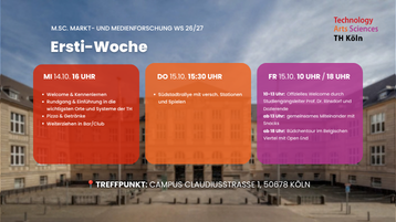 Zeitplan der Einführungswoche MUM WS2026/2027 (Bild: TH Köln)
