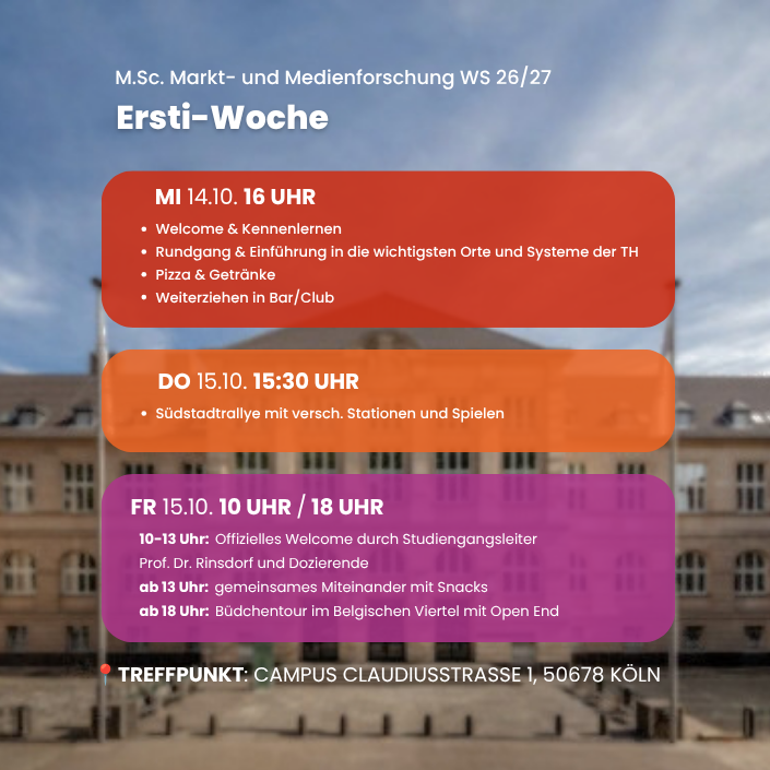 Zeitplan der Einführungswoche MUM WS2026/2027