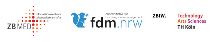 Dieses Bild zeigt die Logos der Landesinitiative fdm.nrw, des ZBIW und von ZB MED.