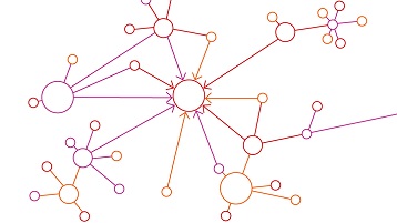 Grafische Analogie zum Theme Suchmaschinenmanagement: Feine Linien in den Hochschulfarben Rot, Orange & Violett symbolisieren (Bild: TH Köln)